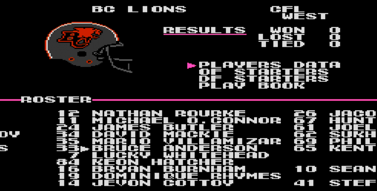 NES TECMO CFL Football 2025