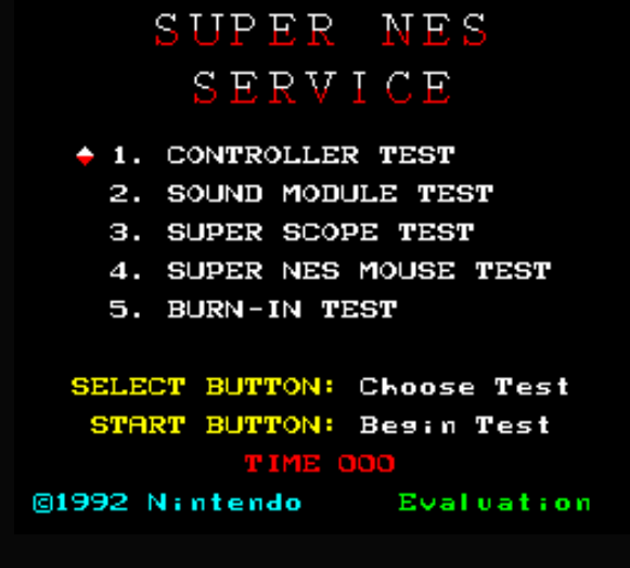 SNES SYSTEM / CONTROLLER / SUPER SCOPE / MOUSE Test Cart